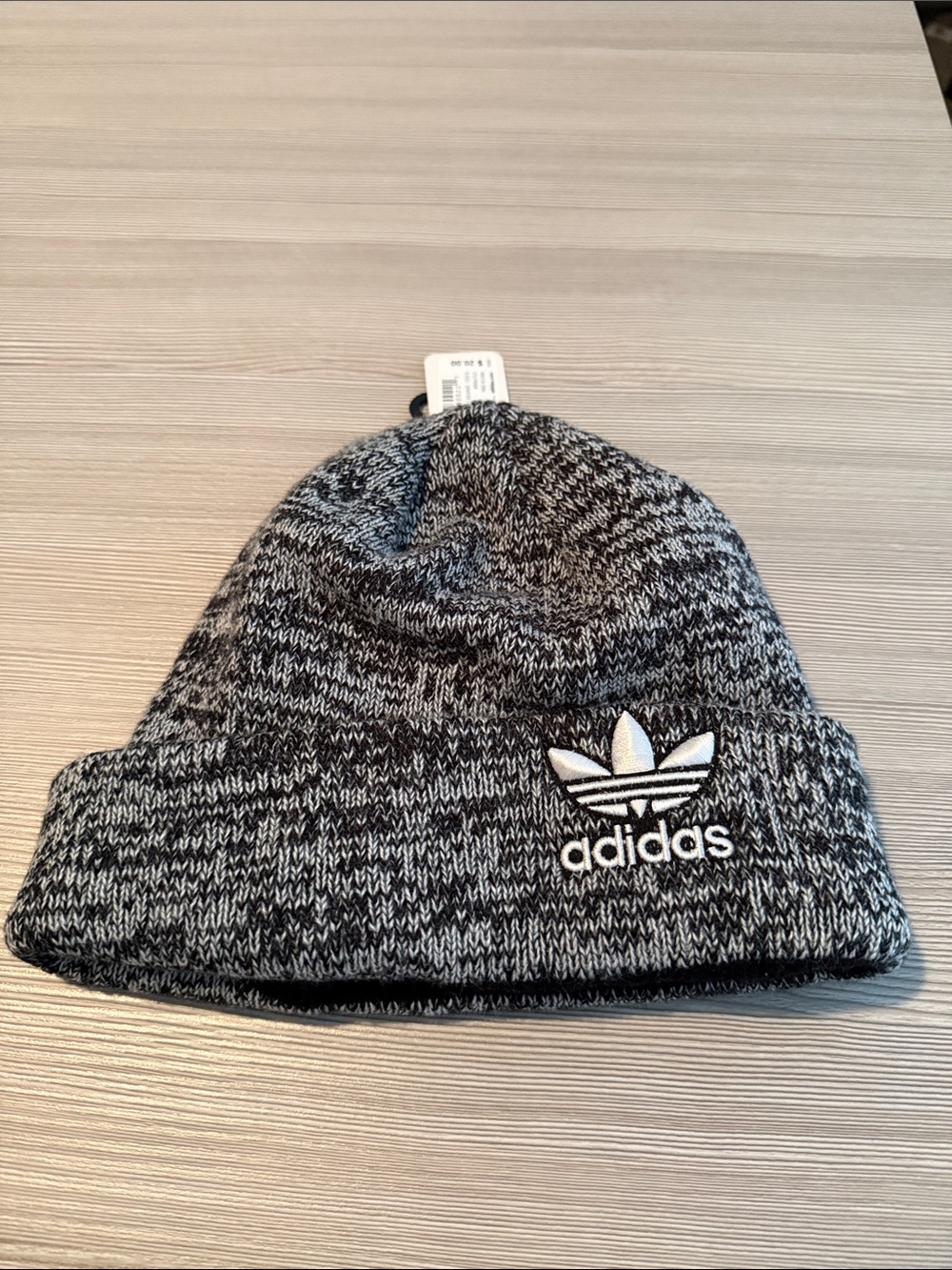 adidas women Black & Gray Marled Knit Beanie with Trefoil